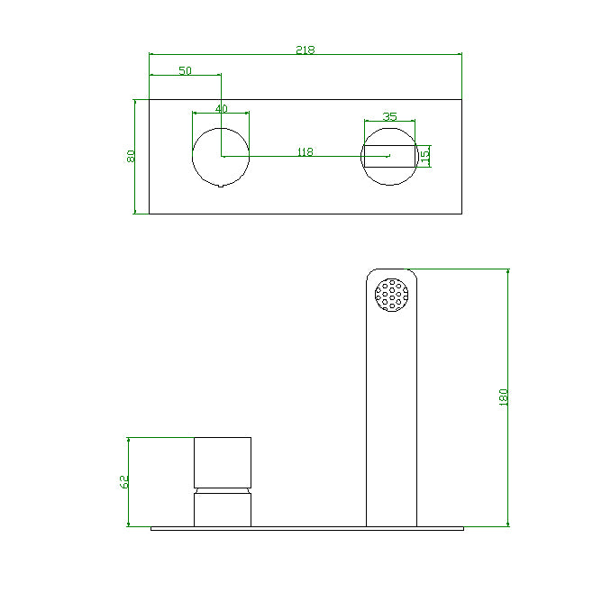 2 Hole wall-mounted basin mixer tap 9908B