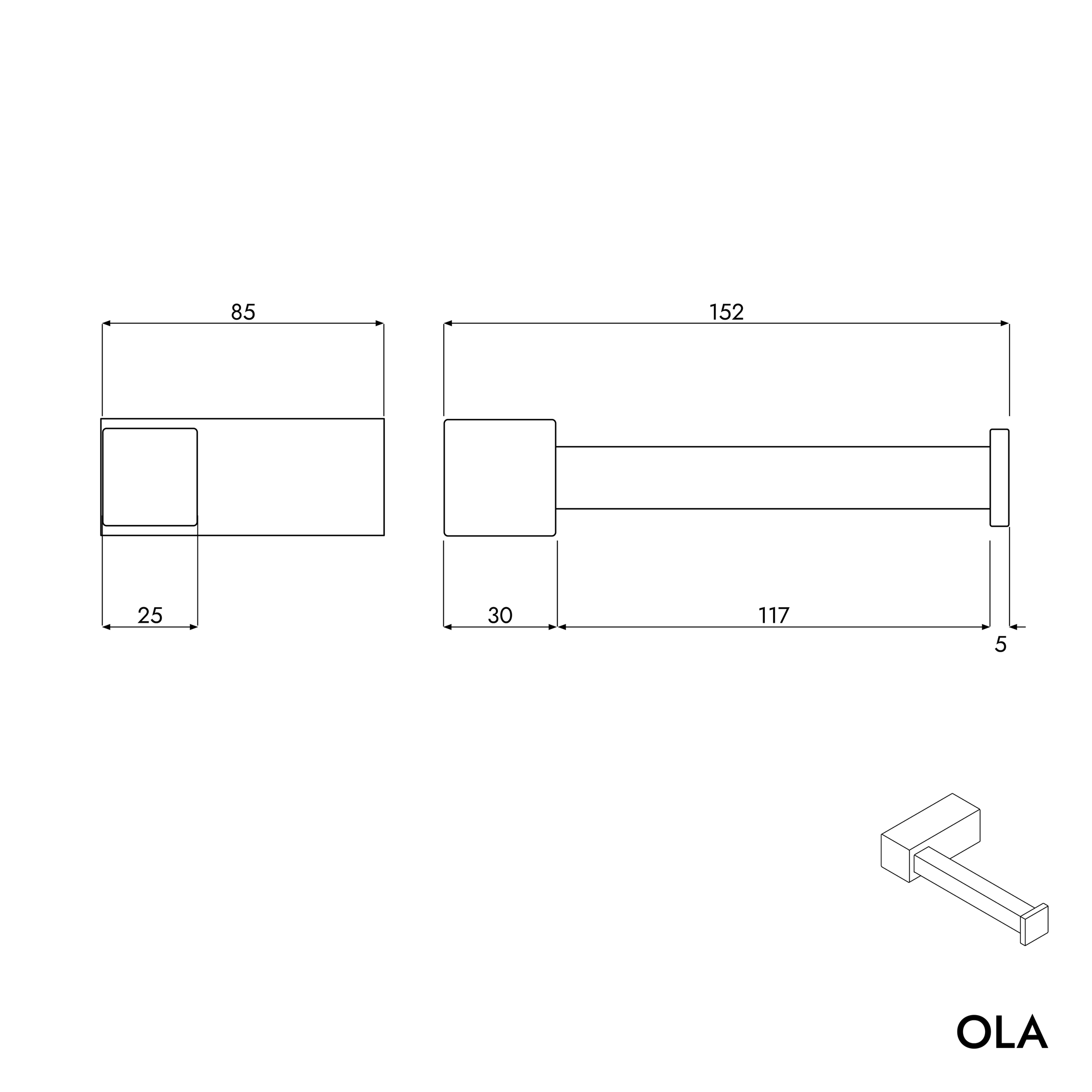 Papierrollenhalter OLA - mit Ablage