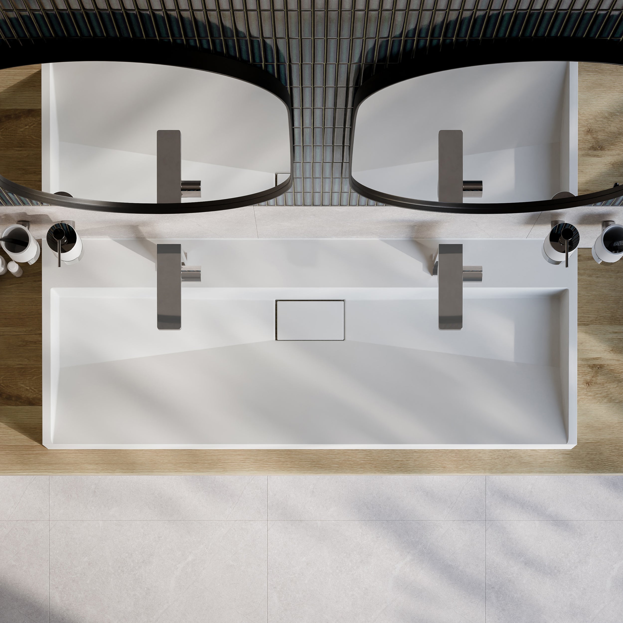 Countertop Washbasin / Wall-mounted Washbasin BS6001 - white -  cast marble - 120cm