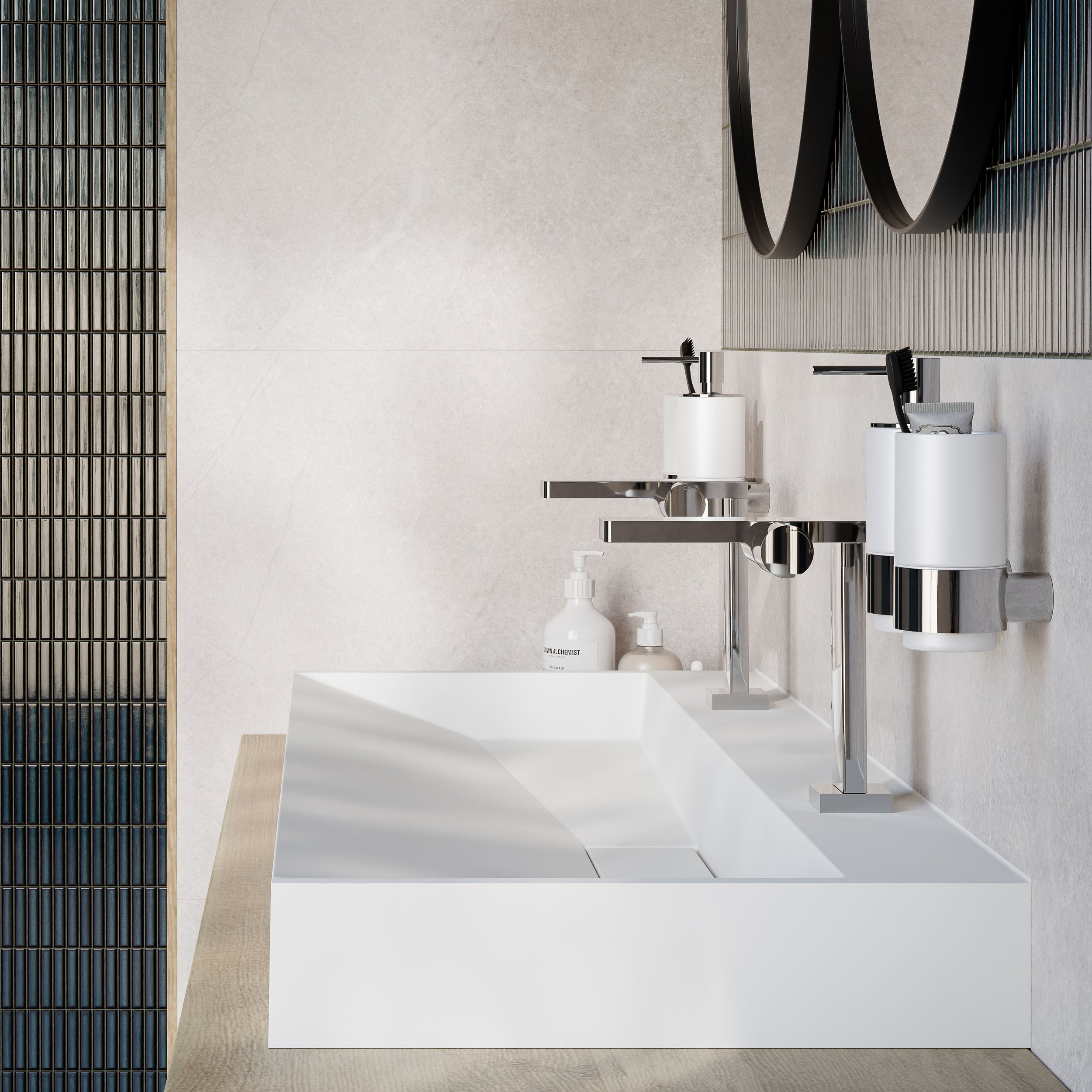Countertop Washbasin / Wall-mounted Washbasin BS6001 - white -  cast marble - 120cm