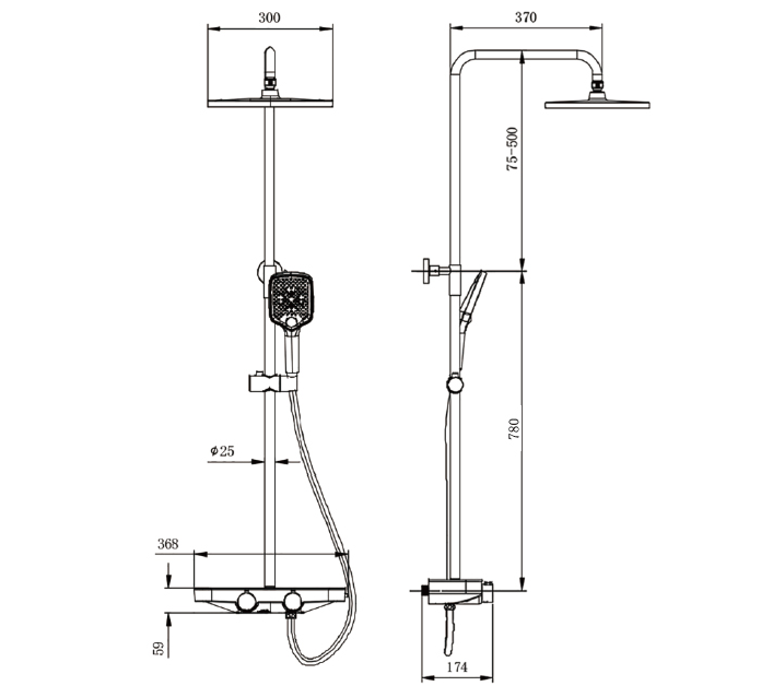 Thermostatic Shower System  BS371