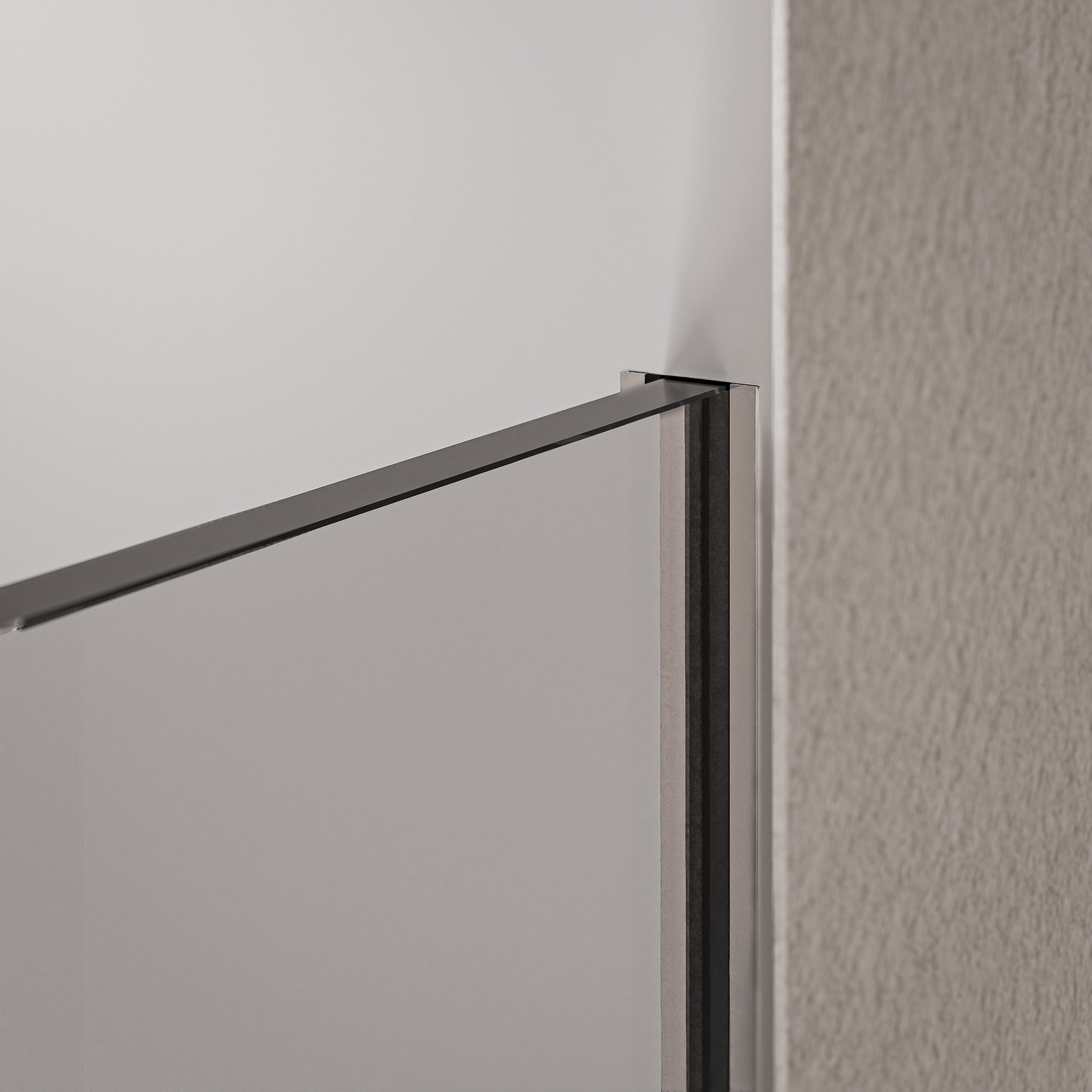 Walk-in Shower enclosure 10mm nano clear glass EX102  - 1 glass wall stainless steel profile chrome - width selectable