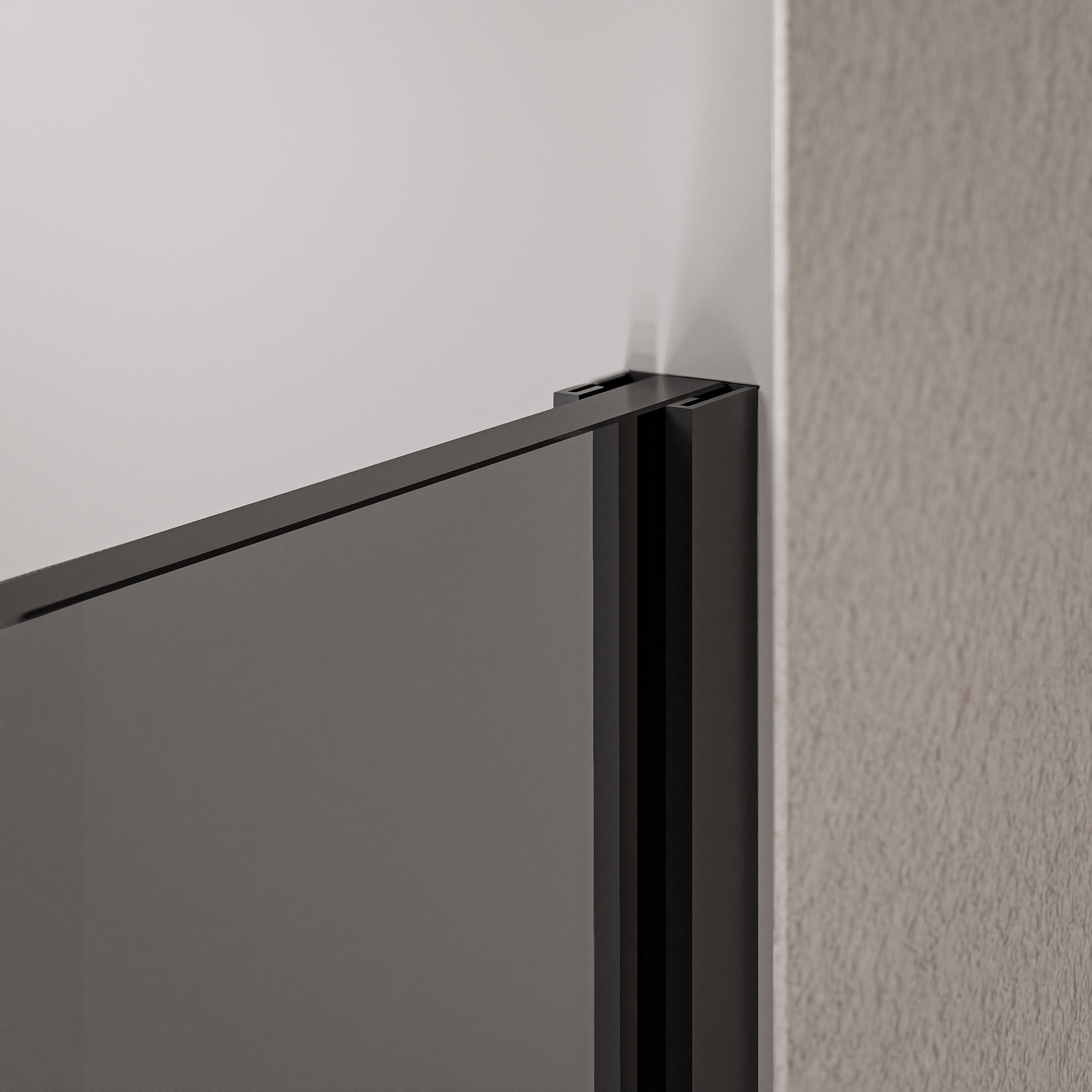 Walk-in Shower enclosure 10mm nano grey glass EX102 - 1 glass wall stainless steel profile matt black - width selectable