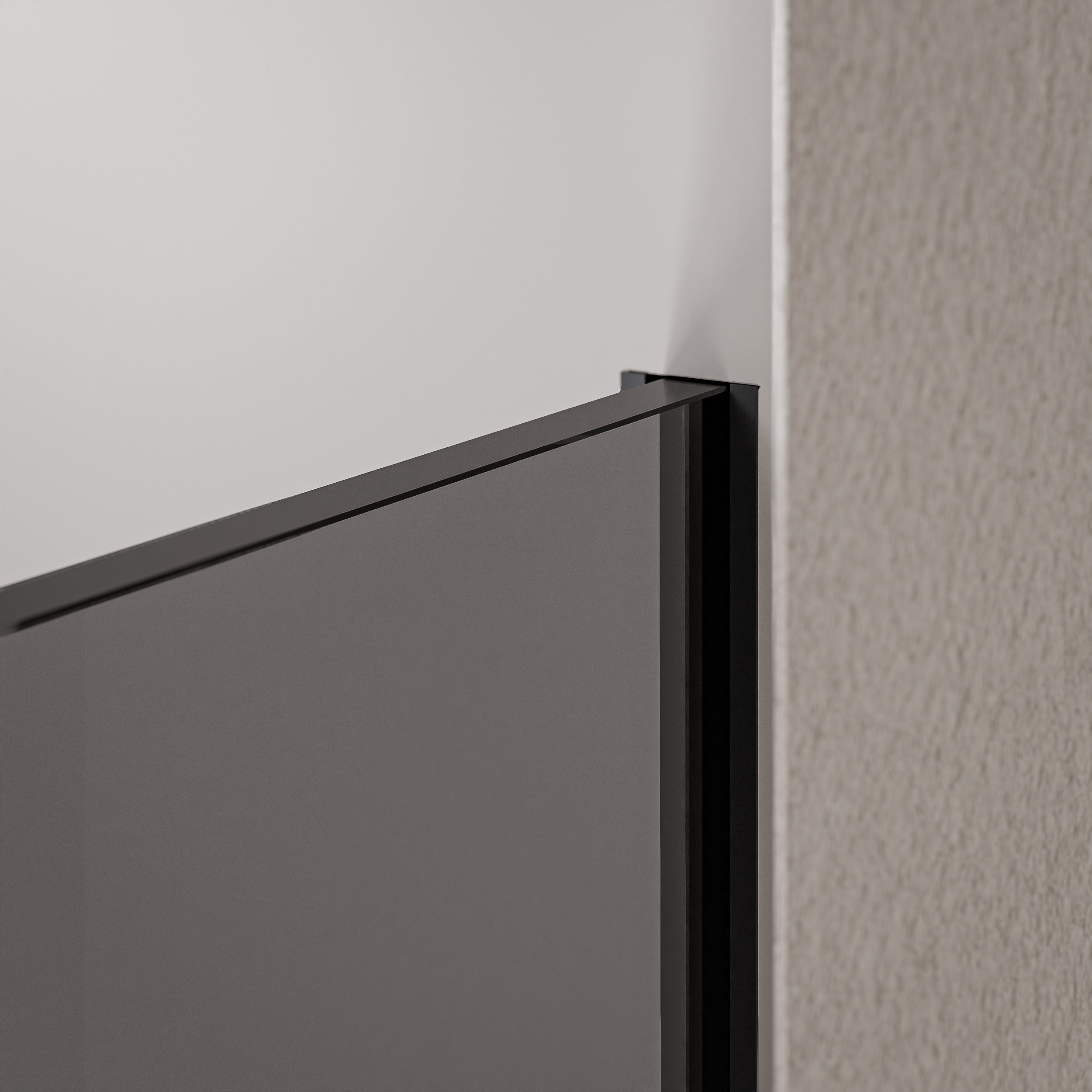 Walk-in Shower enclosure 10mm nano grey glass EX102 - 1 glass wall stainless steel profile matt black - width selectable