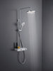 Duravit Shower System, with thermostat and glass shelf, incl. hand shower with 3 spray modes - chrome/white