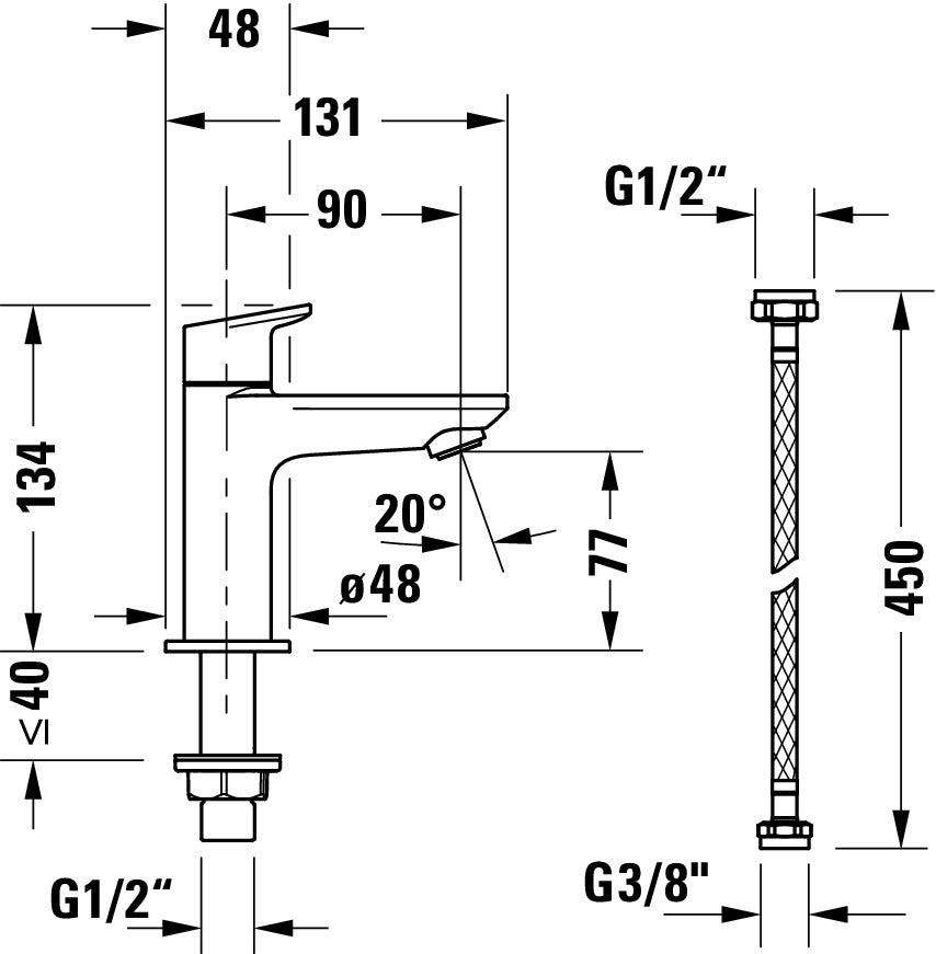 Duravit Wave pillar valve - color selectable