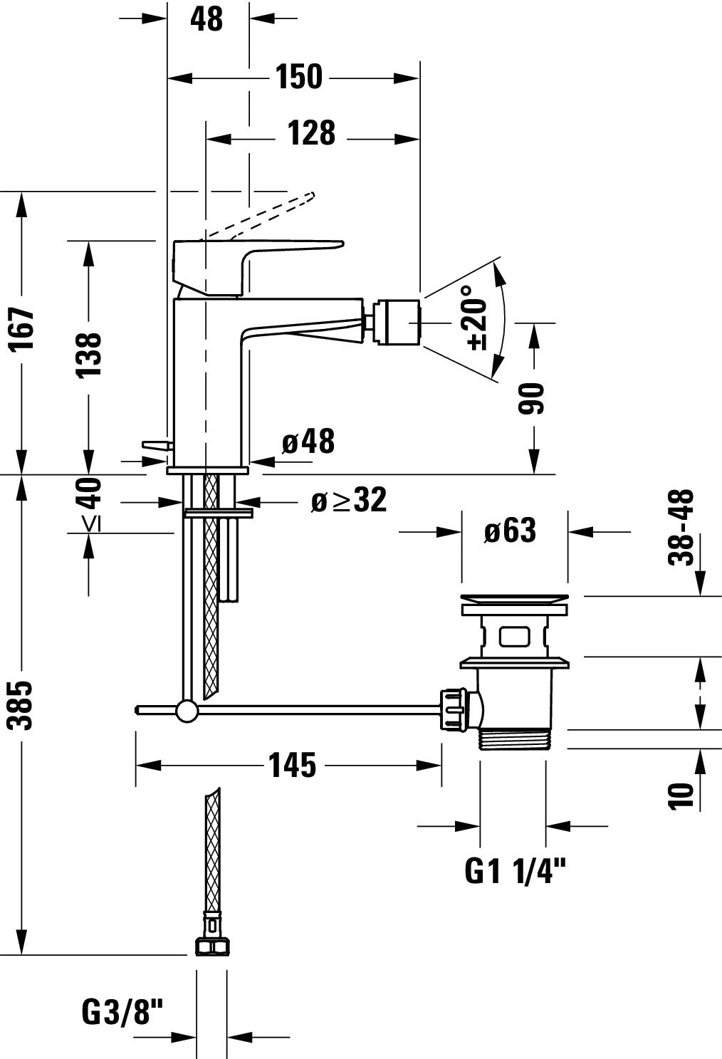 Duravit Manhattan single lever bidet mixer