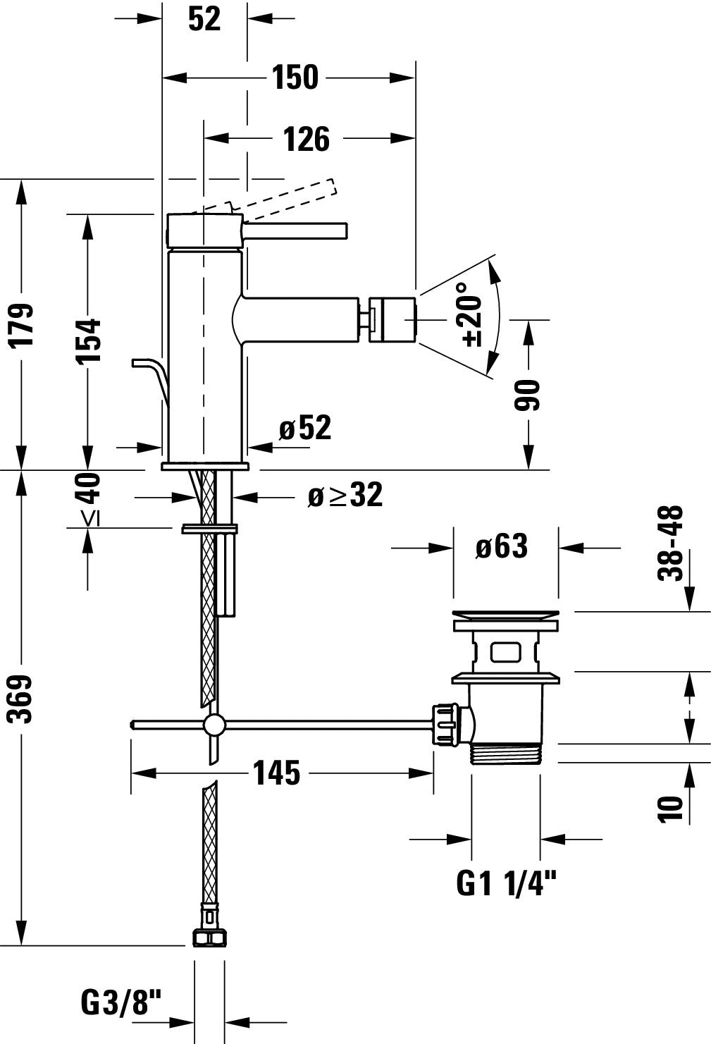 Duravit Circle single lever bidet mixer