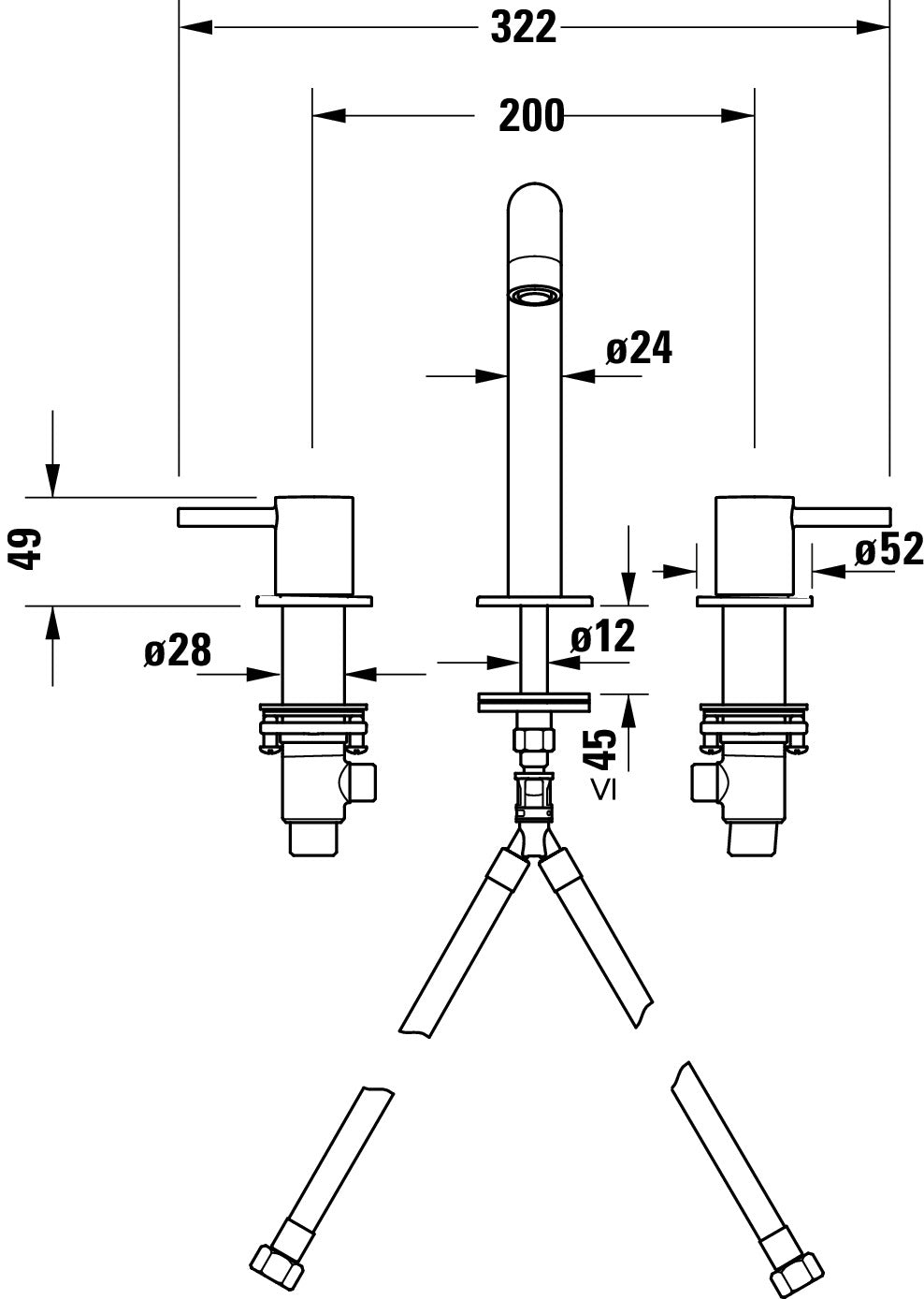 Duravit Circle 3-hole basin mixer