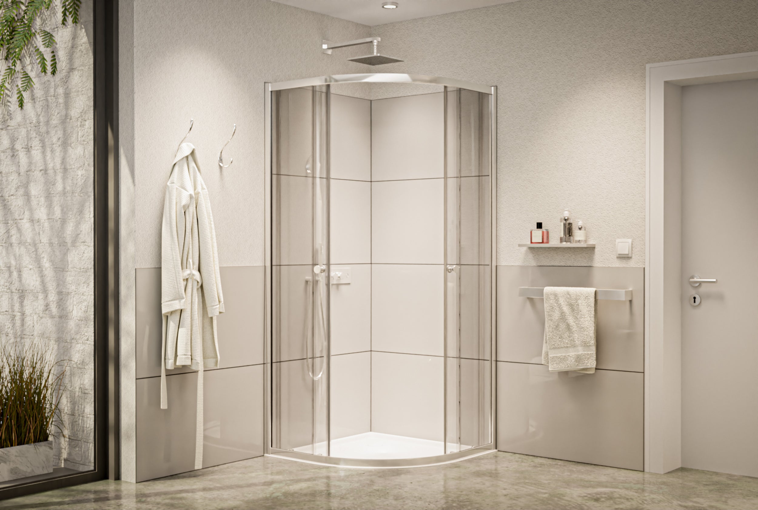 Quarter-circle shower enclosure with sliding door NT509 - 6 mm nano clear glass - profile colour & size selectable 