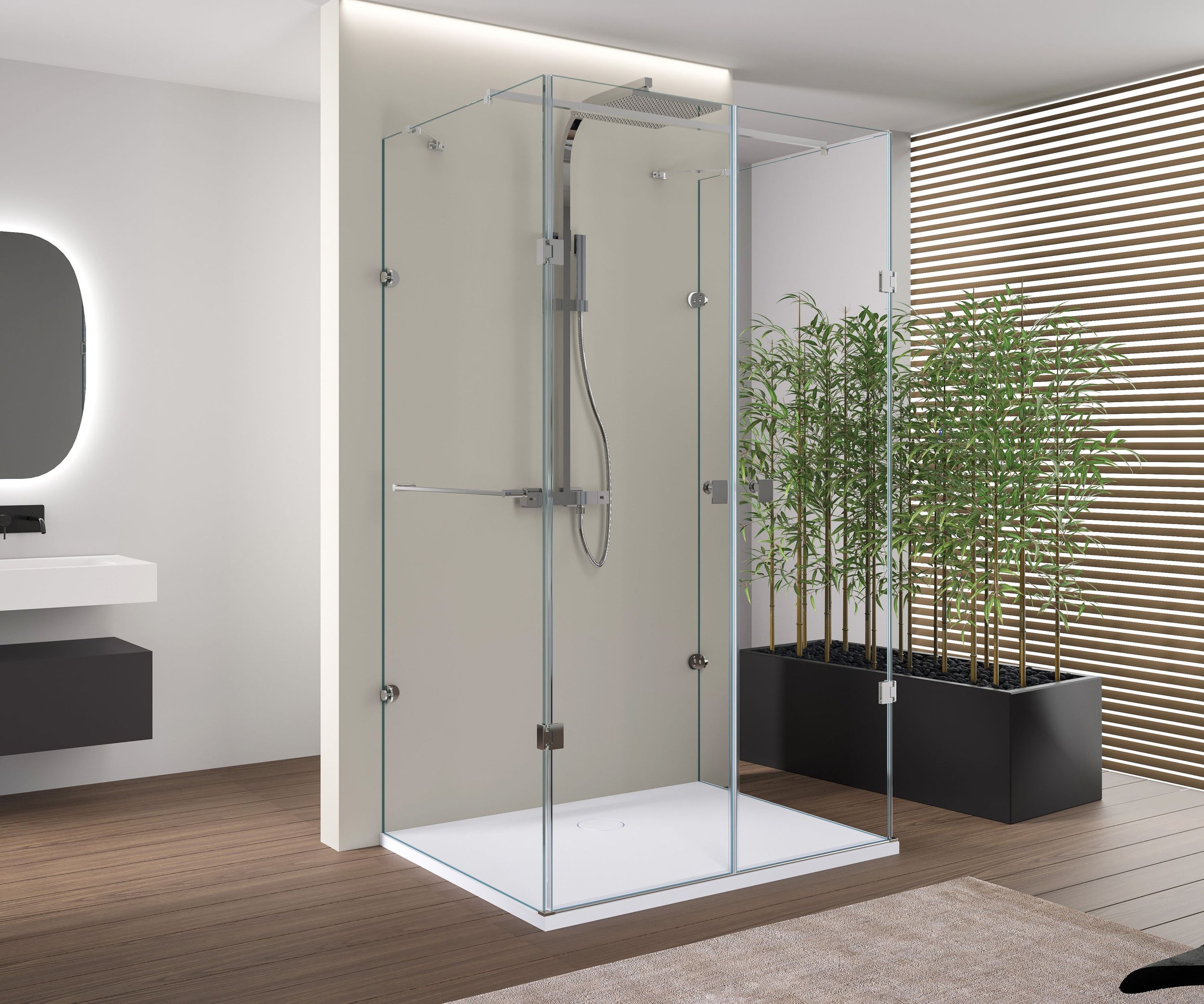 U-shaped shower enclosure EX412 - 120 x 90 x 195cm + shower tray