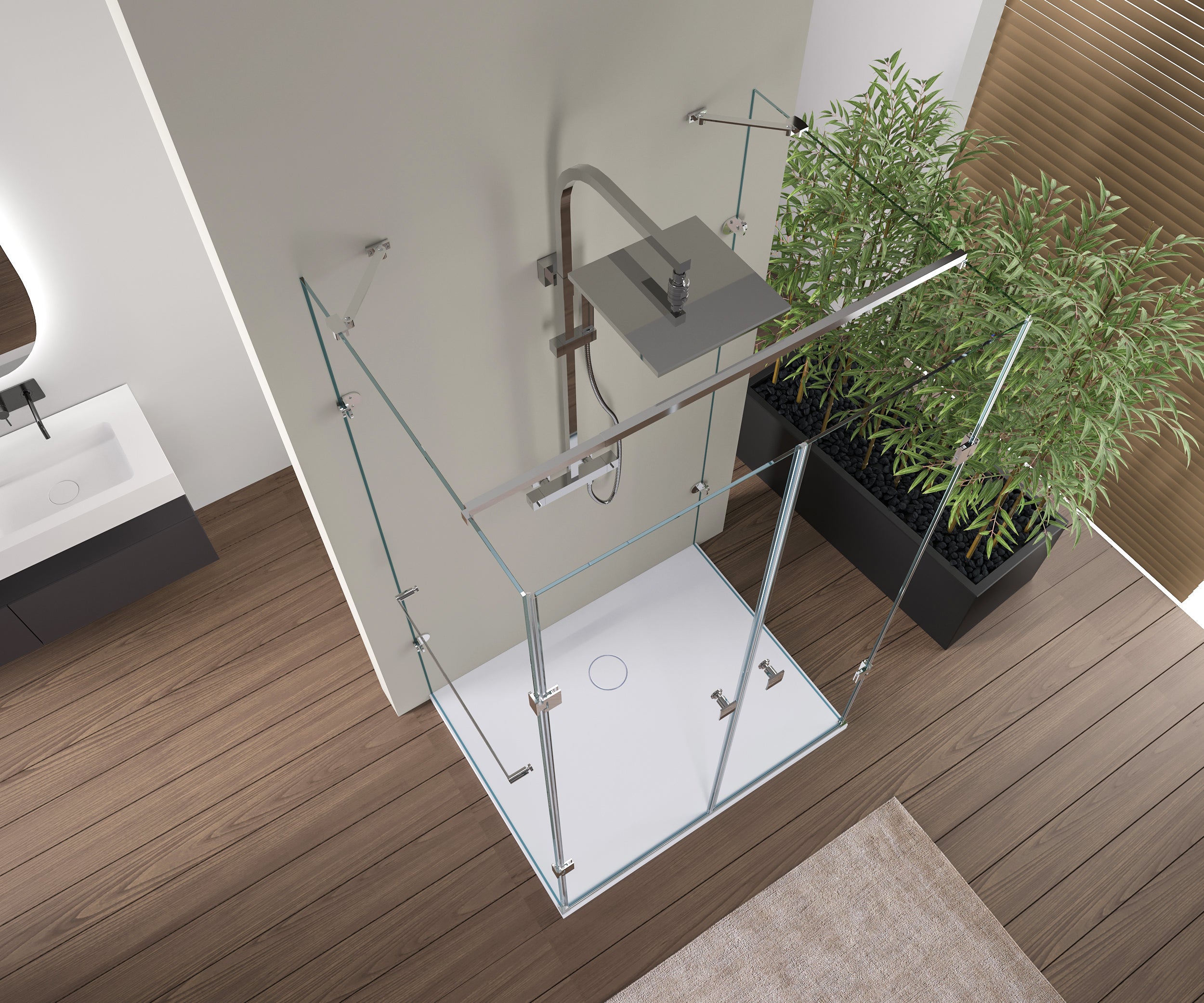 Shower enclosure U-shape EX412 - safety NANO glass - 90 x 90 x 195cm 