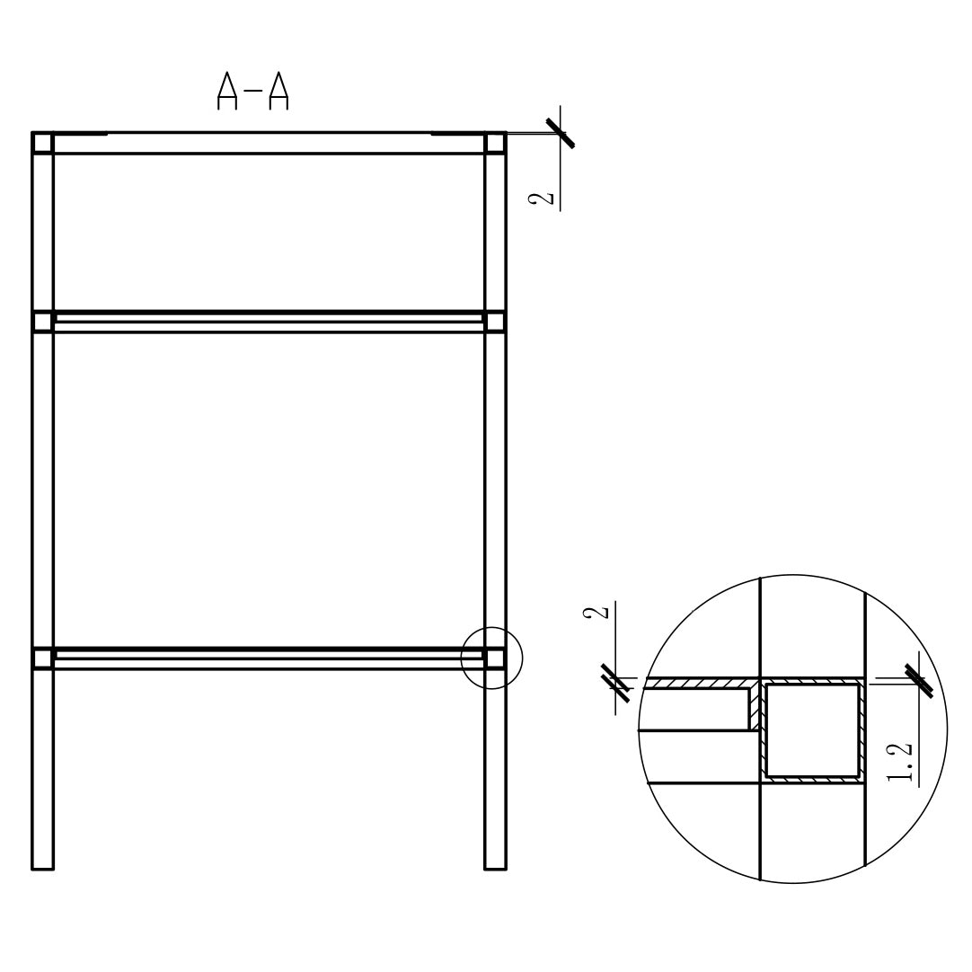 Washbasin metal bracket 150S standing - Matt black - matching base for Bernstein washbasin TWG16