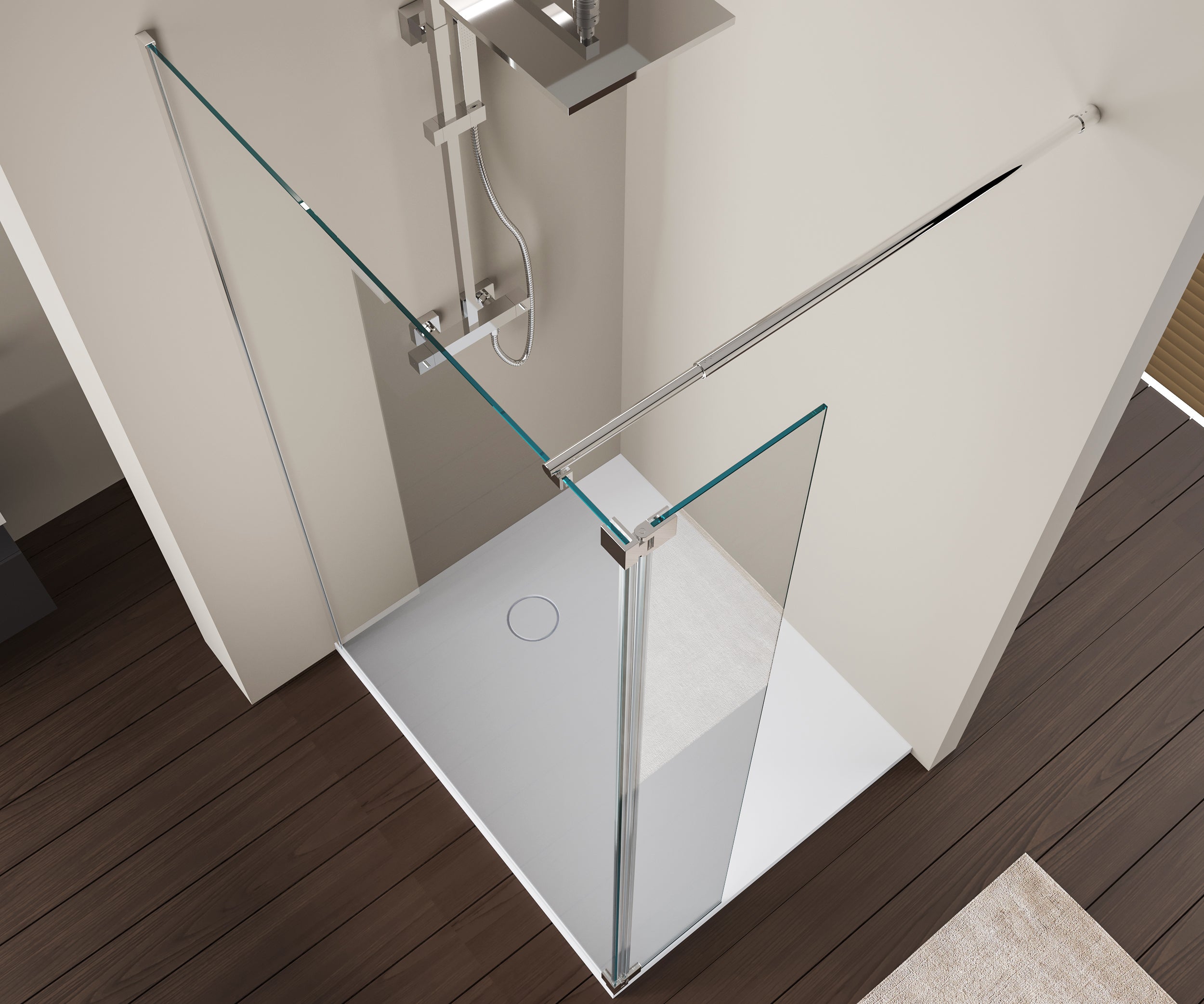 Duschabtrennung Walk-In-Dusche mit Spritzschutz NT109 8mm ESG-Glas