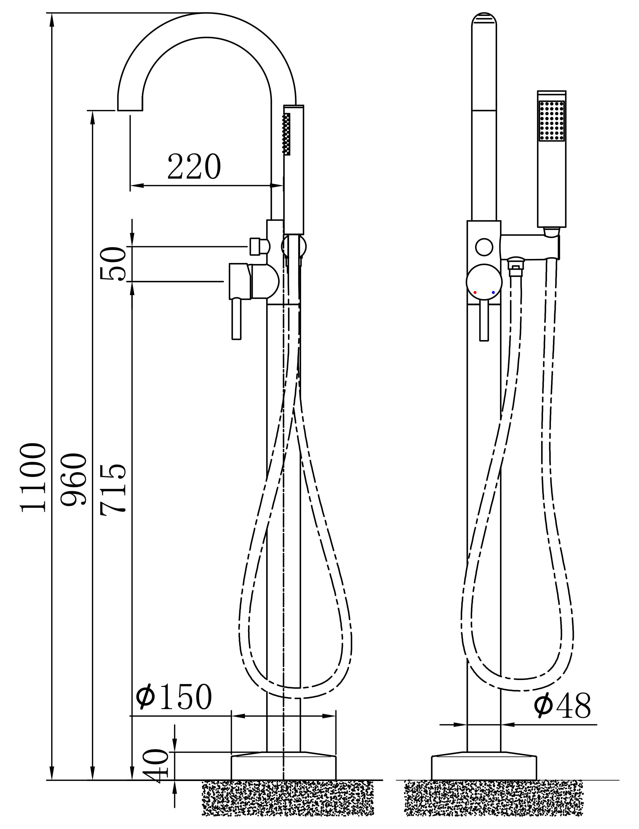 Standarmatur freistehende Wannenarmatur NT3127 2.0