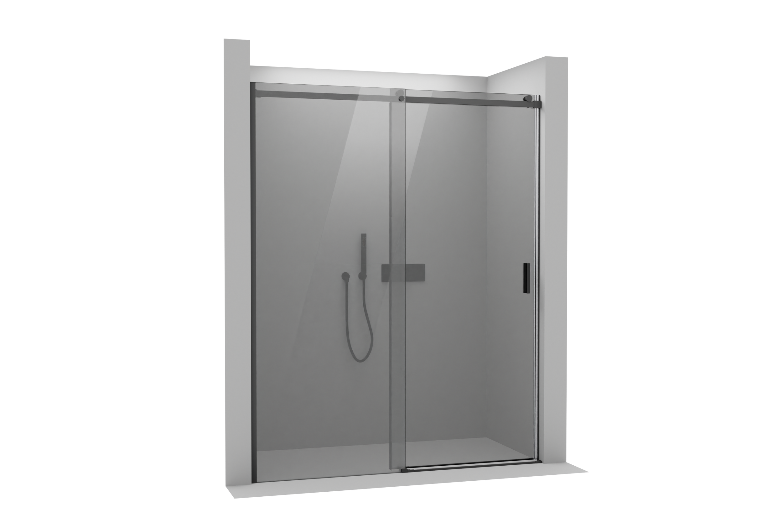 Nischendusche mit Schiebetür NT806 FLEX Schwarz matt