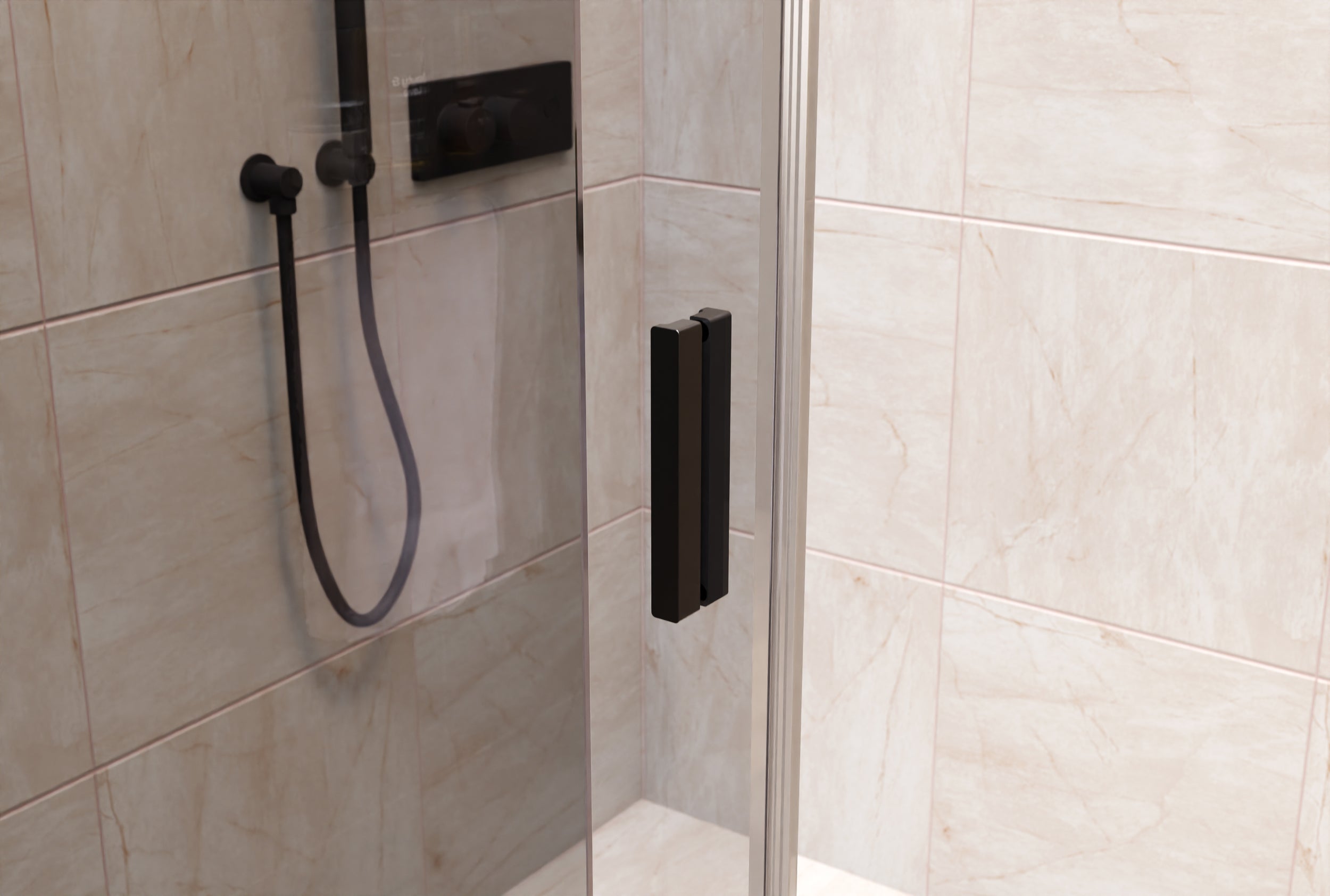 Nischendusche mit Schiebetür NT806 FLEX Schwarz matt
