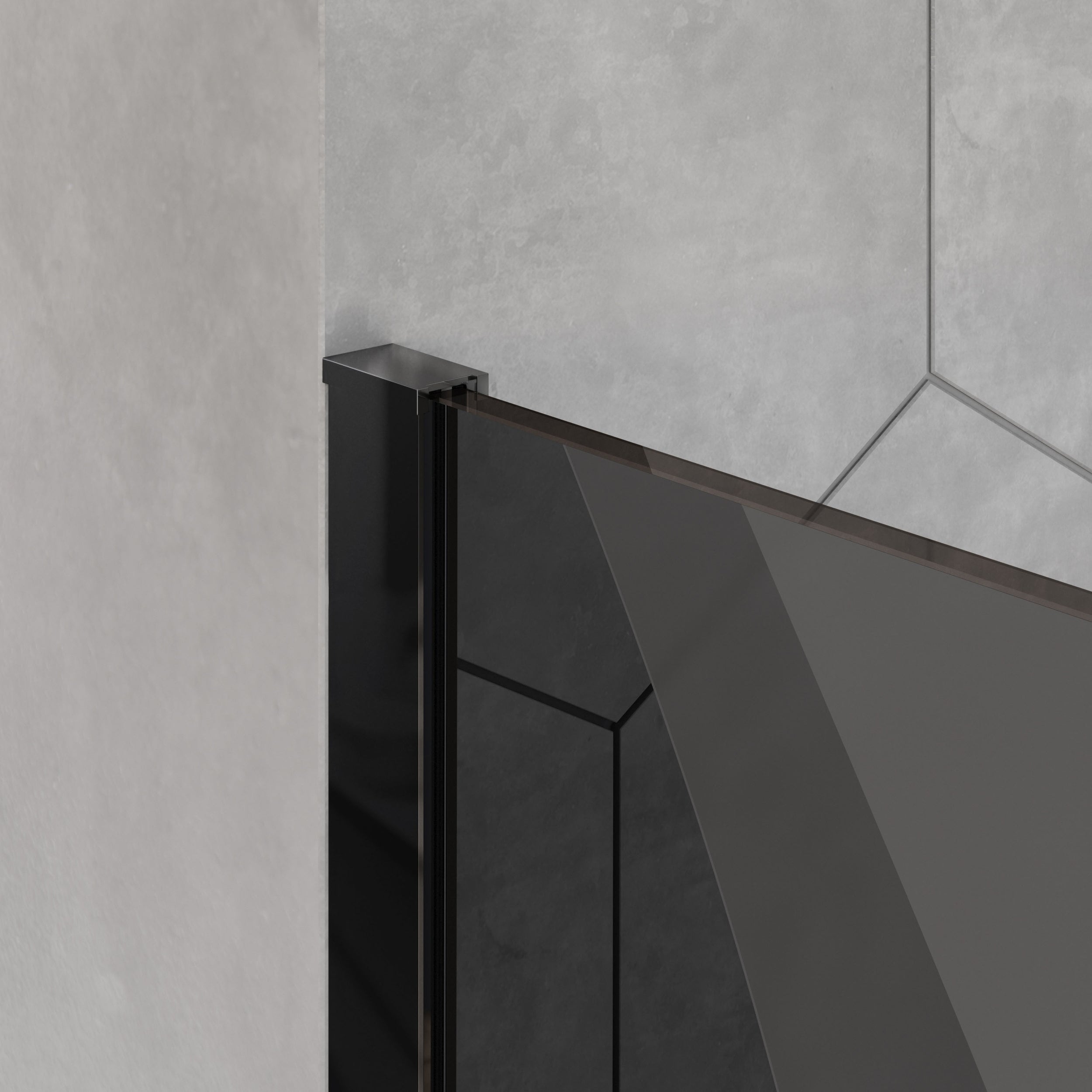 Nano coated Walk-in shower enclosure EX101  - 10mm tempered glass with Black/Grey Wave pattern - selectable width