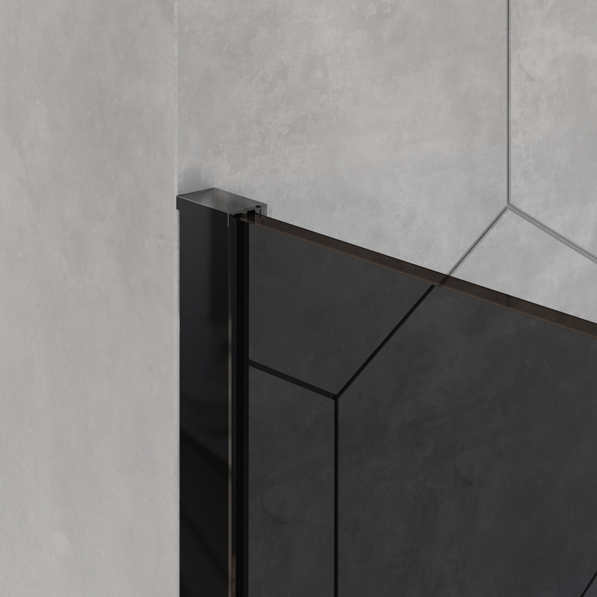 Walk-in shower enclosure EX101 Black - NANO coating - grey tempered glass - 8mm -  available in different sizes