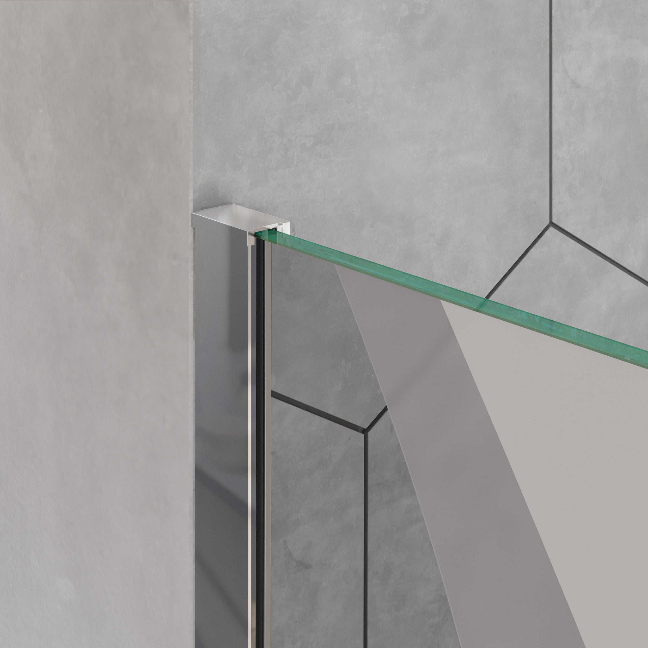 Duschabtrennung Walk-In Nano Echtglas EX101 - Milchglas-Muster Wave - Breite wählbar