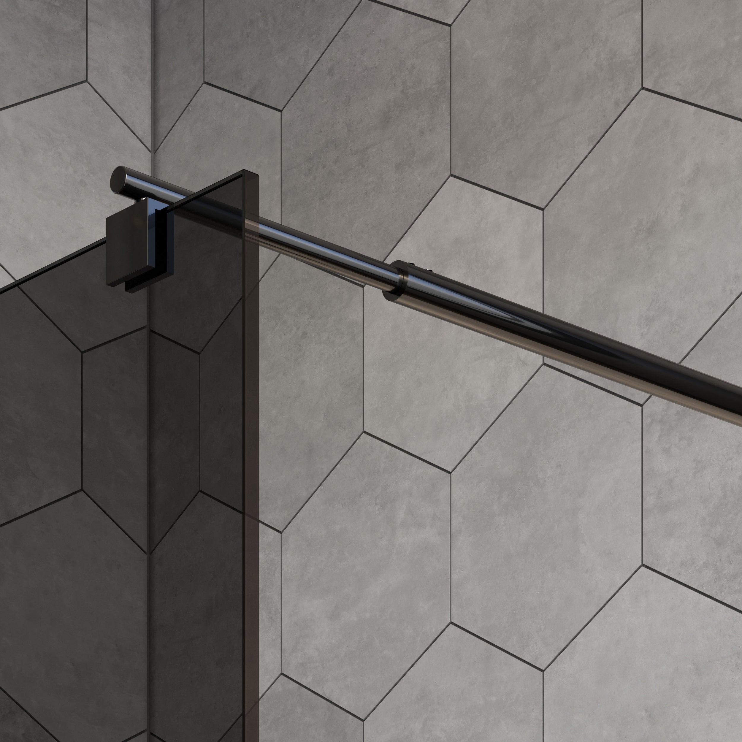 Walk-in shower enclosure EX101 Black - NANO coating - grey tempered glass - 8mm -  available in different sizes