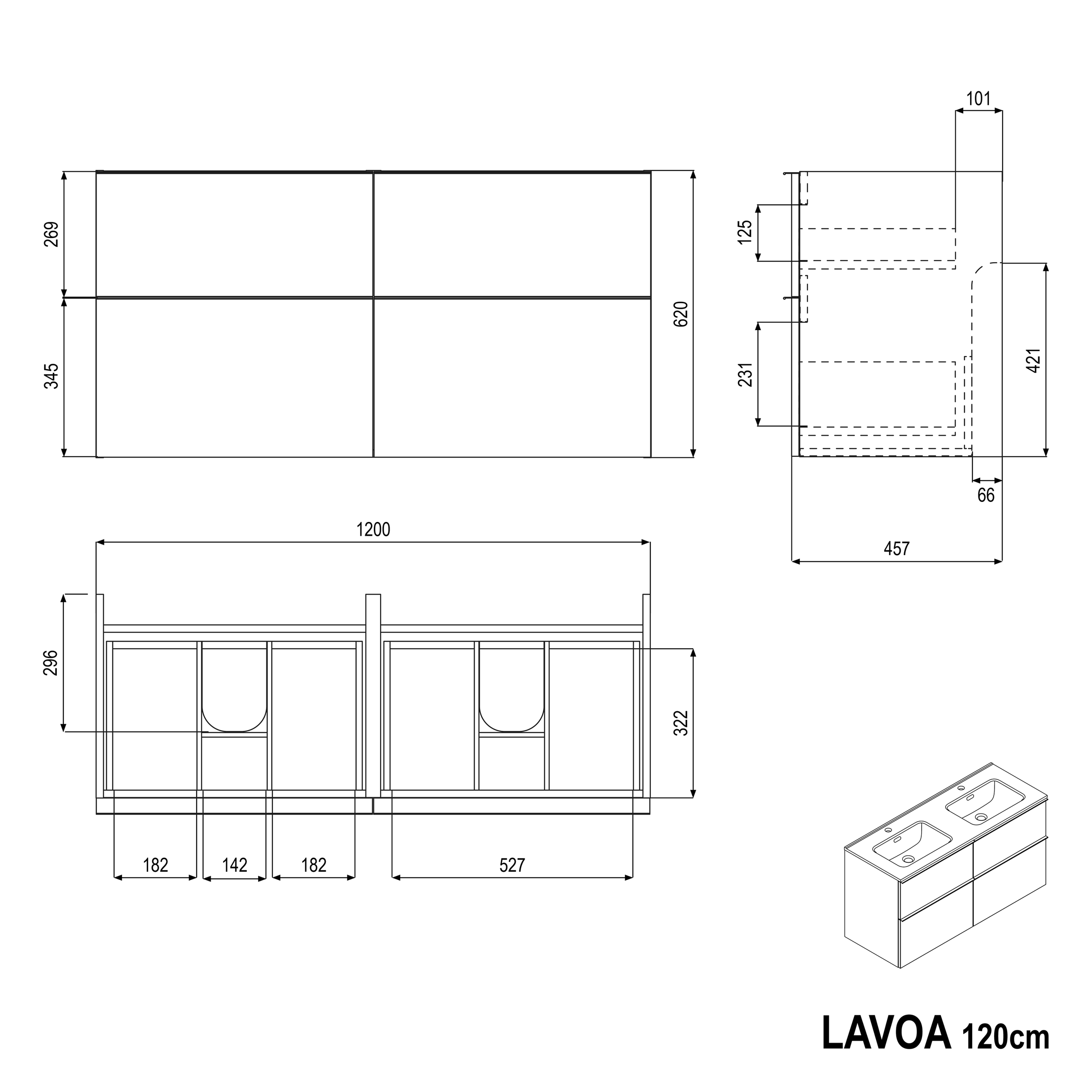 Waschtischunterschrank LAVOA 120 cm