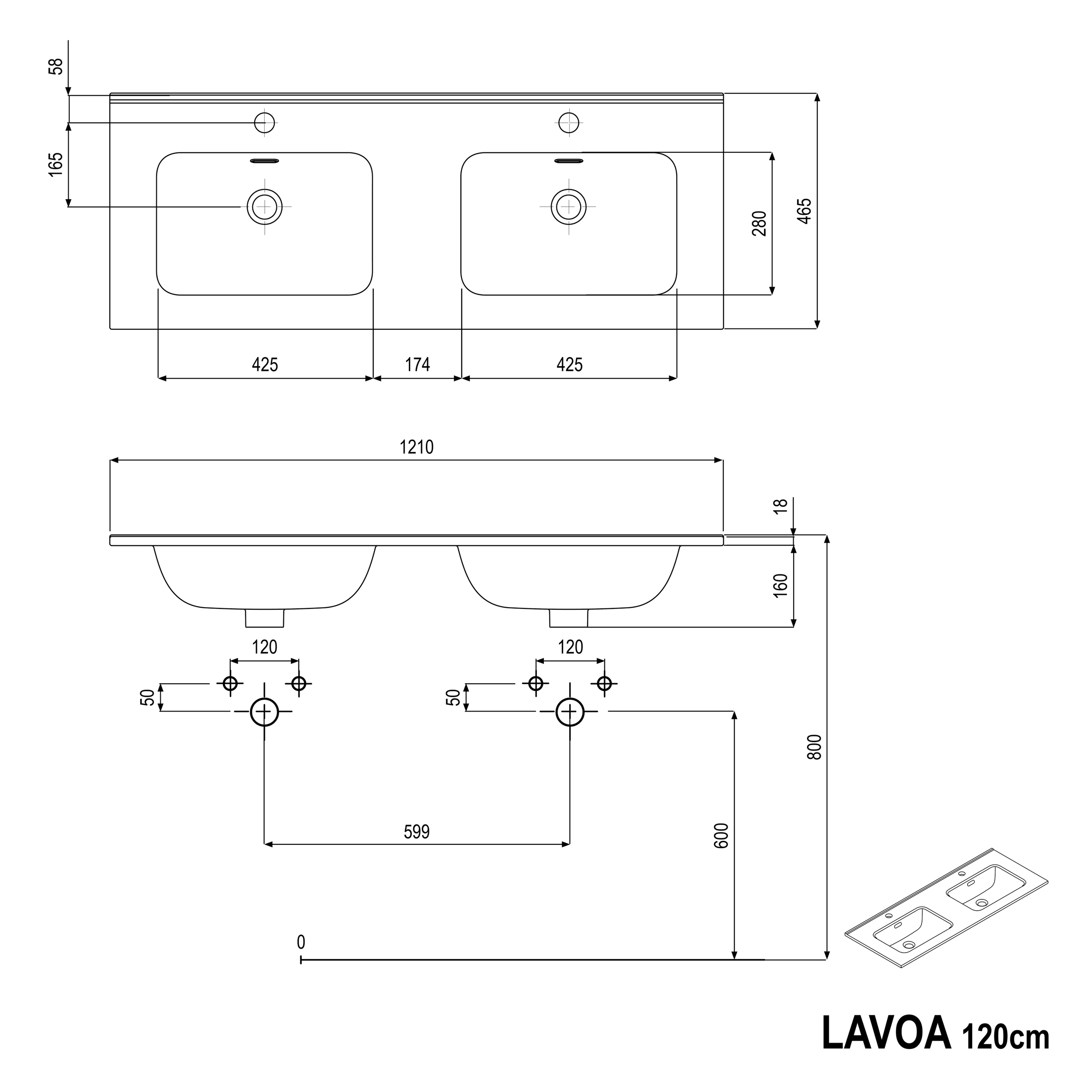 Vanity unit LAVOA 120 cm