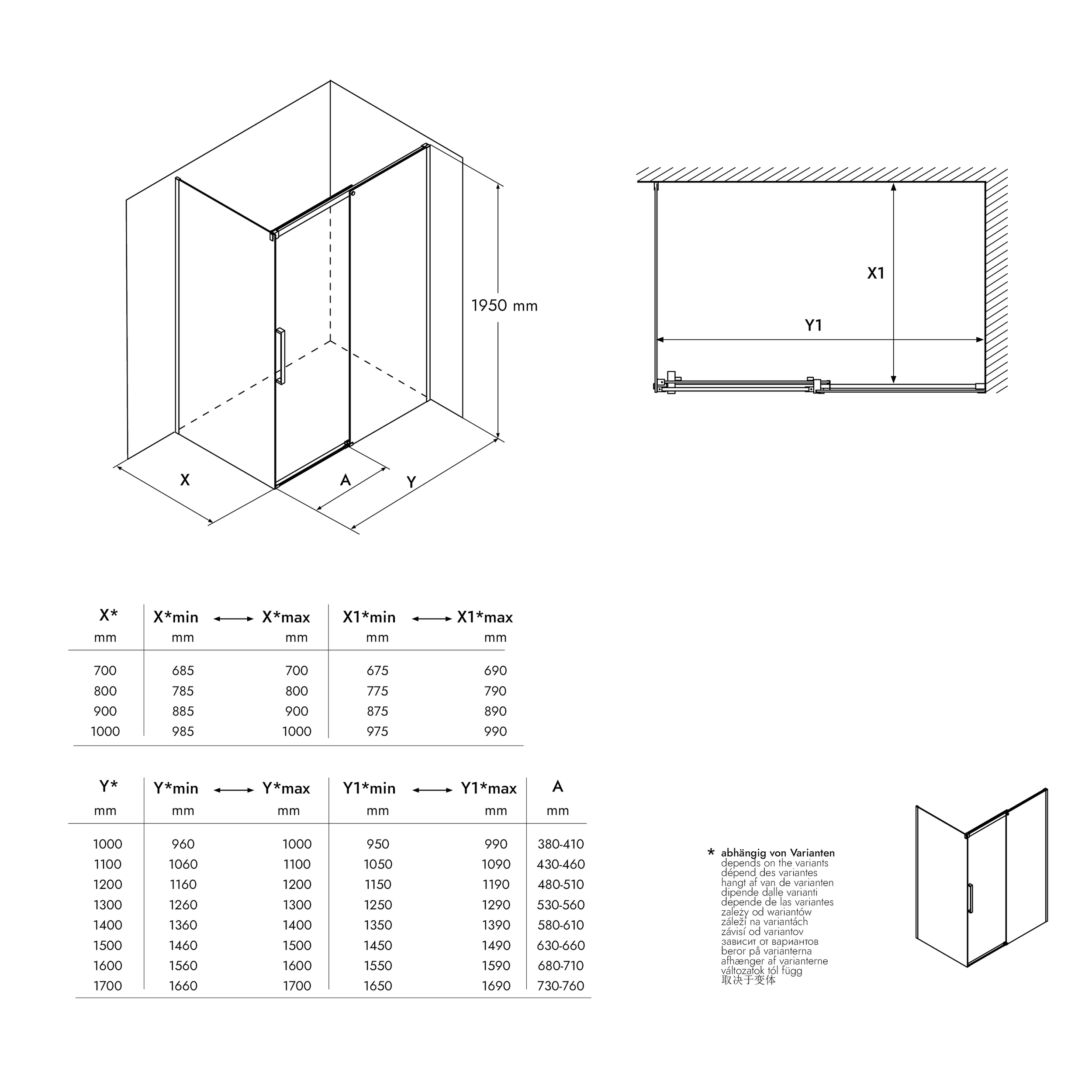 Corner shower with sliding door Soft-Close DX906 FLEX
