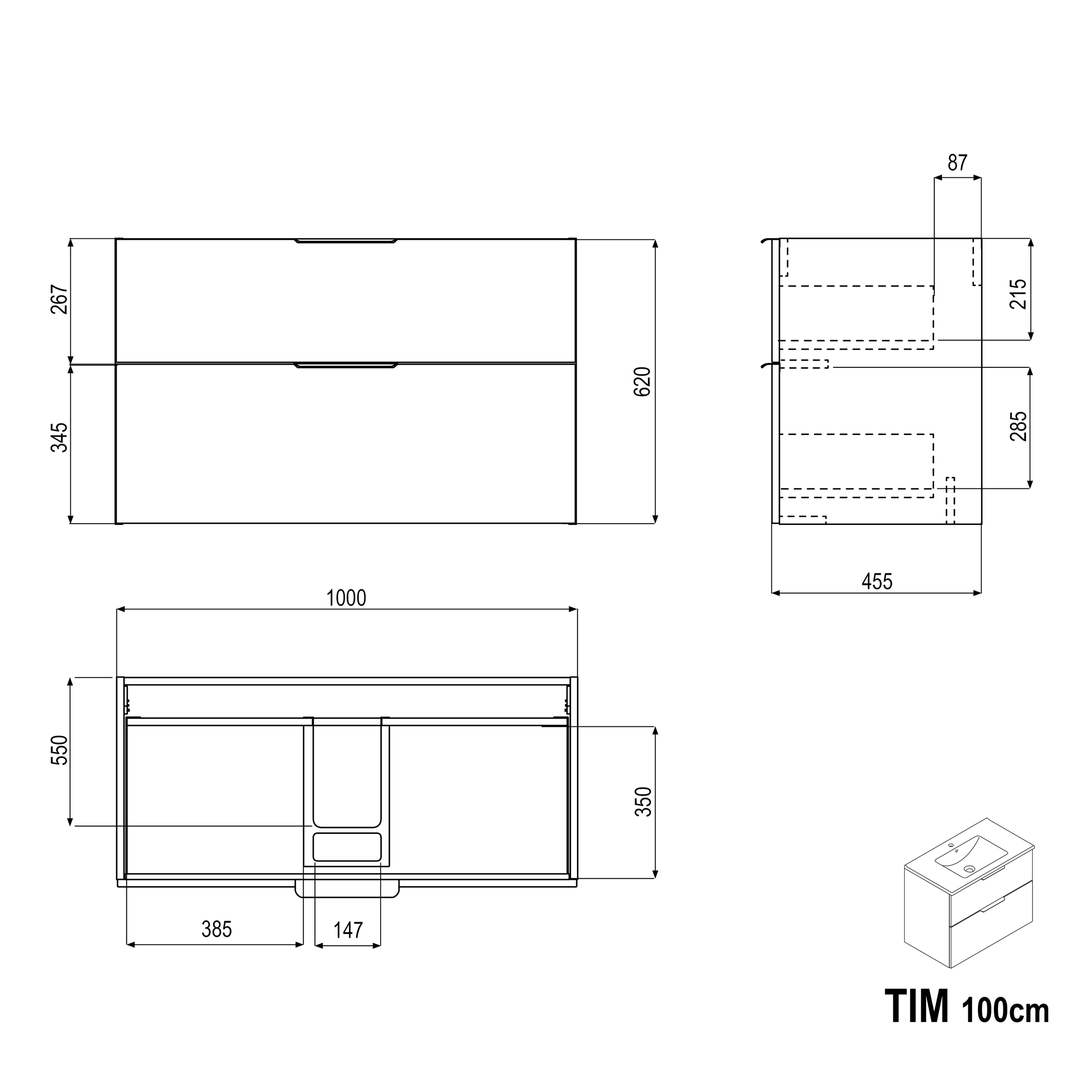 Vanity unit TIM 100 cm