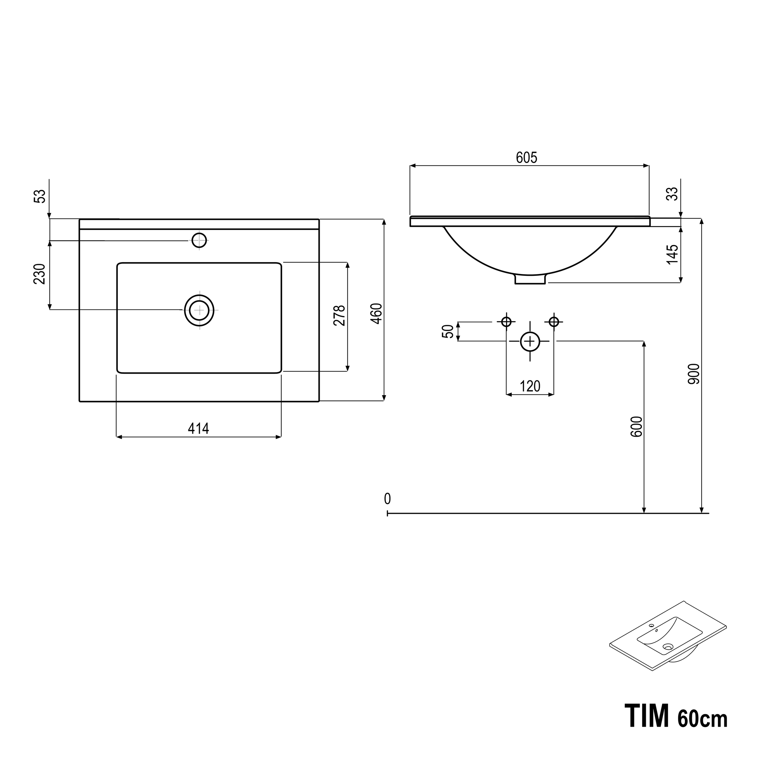 Waschtischunterschrank TIM 60 cm