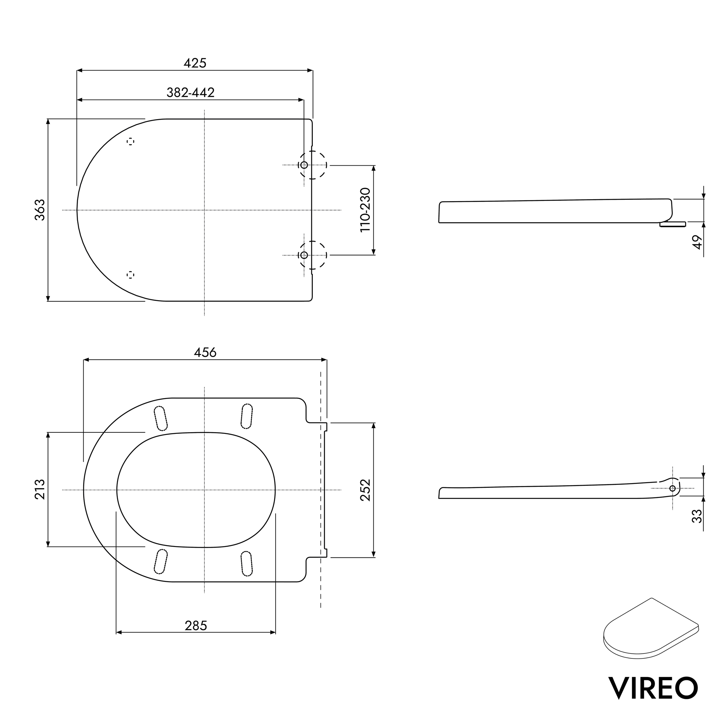 VIREO rimless wall-hung WC incl. soft-close lid