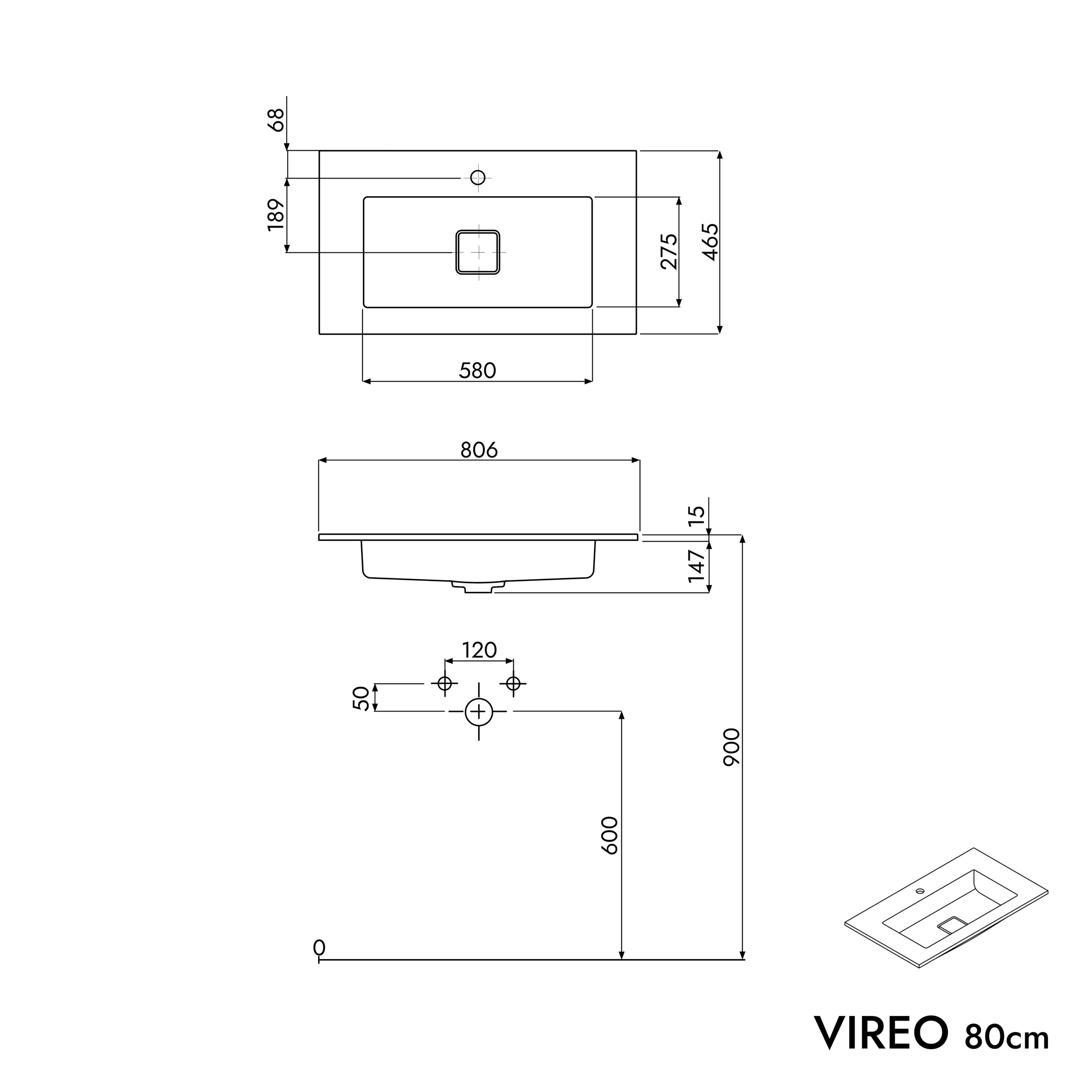 VIREO 80 cm vanity unit