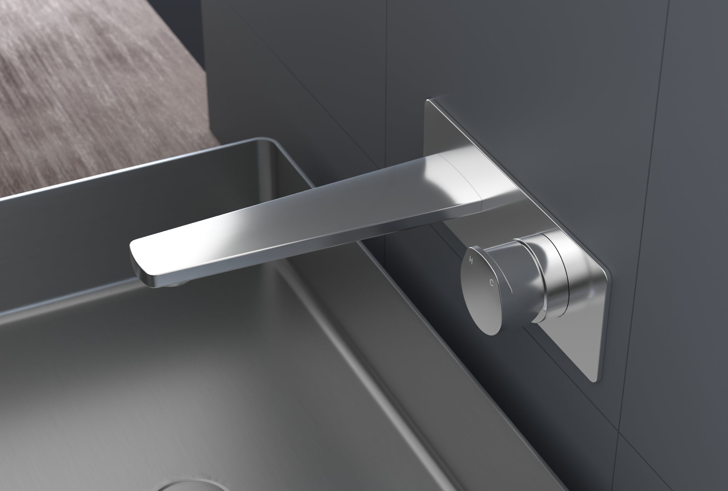 Design basin mixer XELO for wall mounting