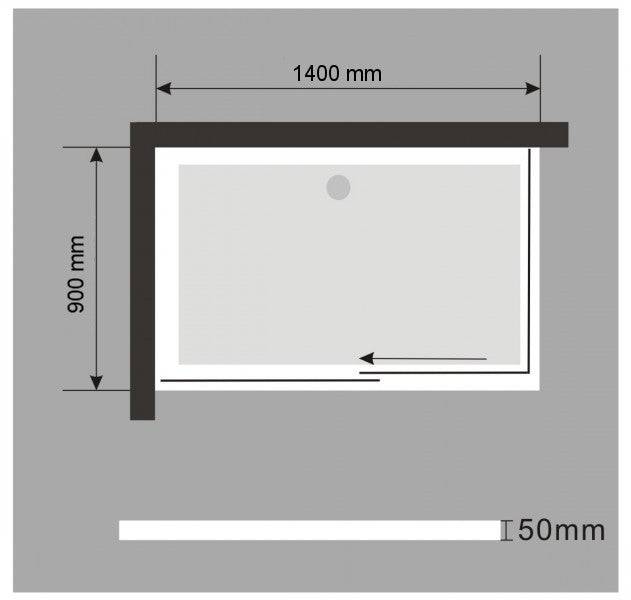 Shower tray 140 x 90 cm - rectangle design - with waste fittings 