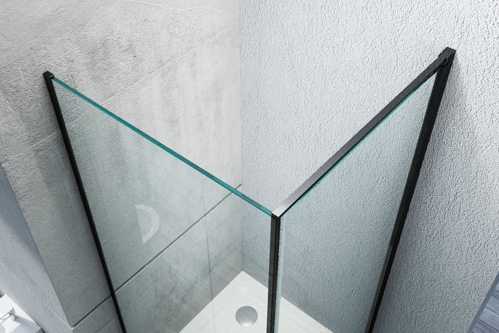 Corner shower enclosure EX416S Black - NANO coating - tempered glass -  100 x 100 x 195 cm