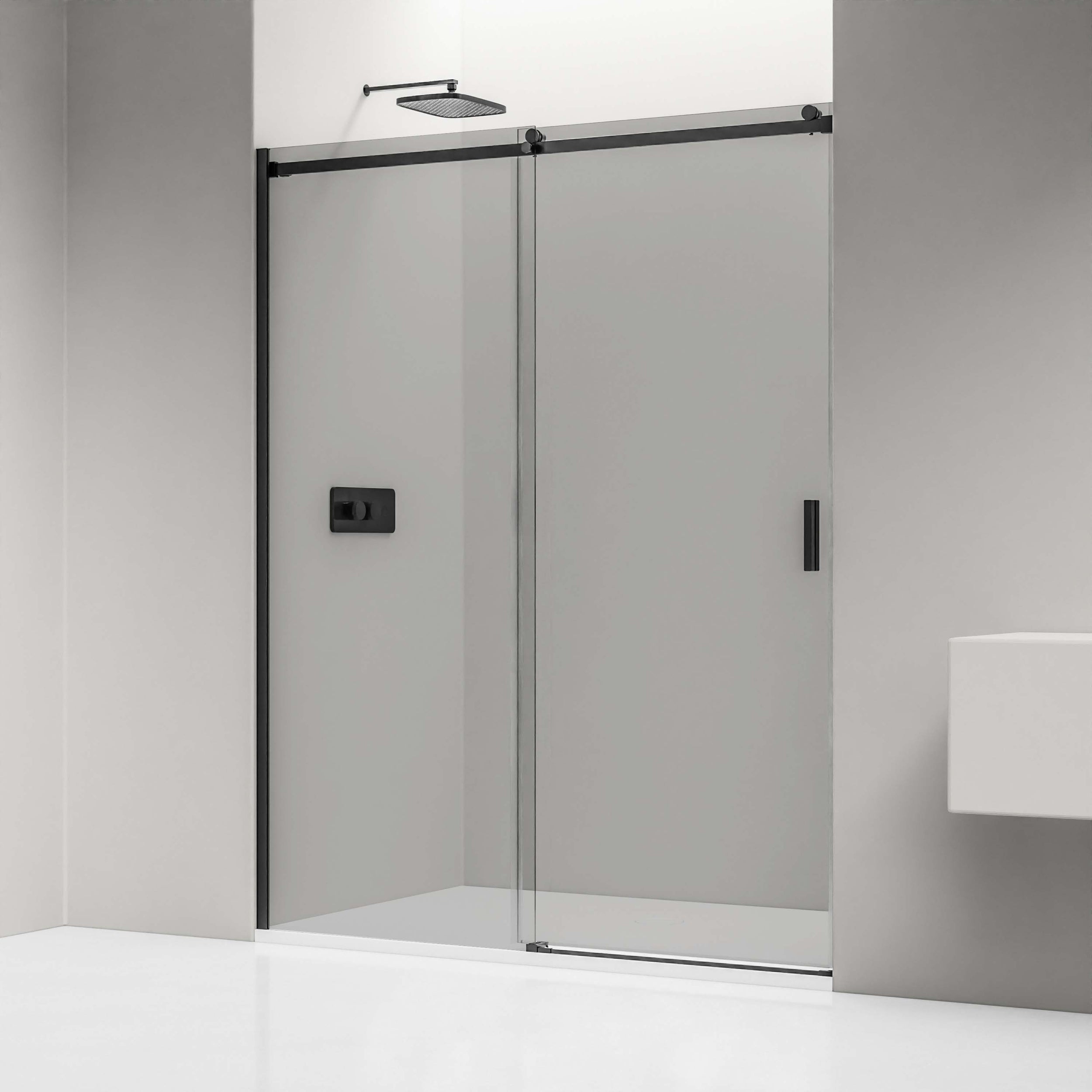 Nischendusche mit Schiebetür NT806 FLEX Schwarz matt