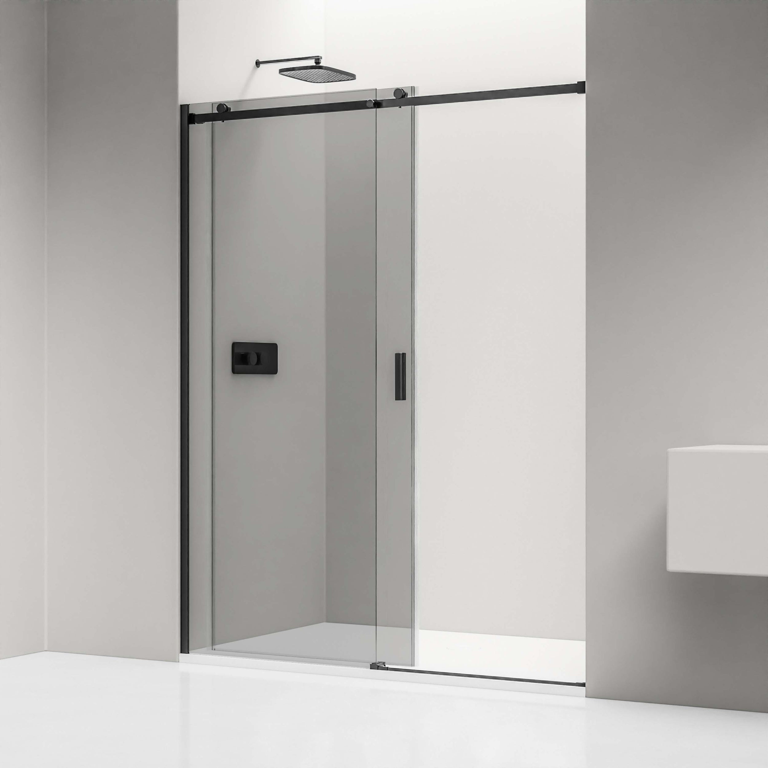 Nischendusche mit Schiebetür NT806 FLEX Schwarz matt